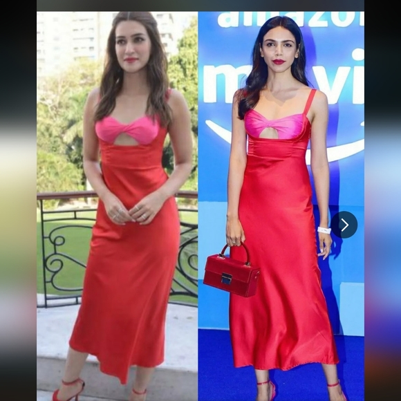 Micas Two-tone Satin Red Dress NWT - Picture 8 of 13